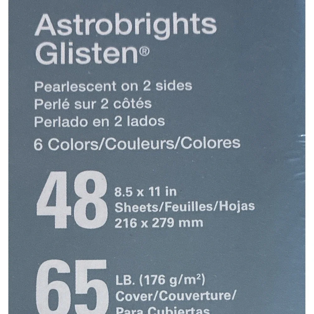 Wausau Paper Pearlescent Astrobrights Glisten Cardstock 65 lb 48 Sheets 6 Colors - Picture 5 of 10